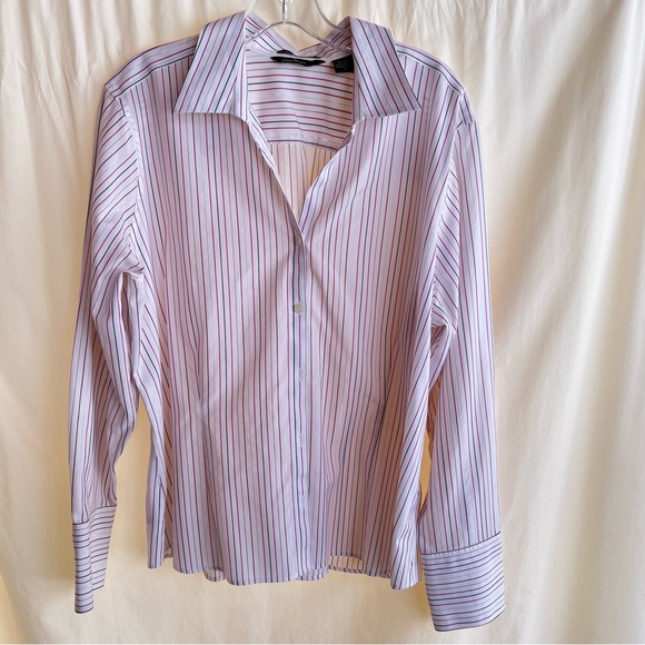 Eddie Bauer Stretch Wrinkle Resistant Striped Long Sleeve Blouse Size XL - Picture 2 of 10